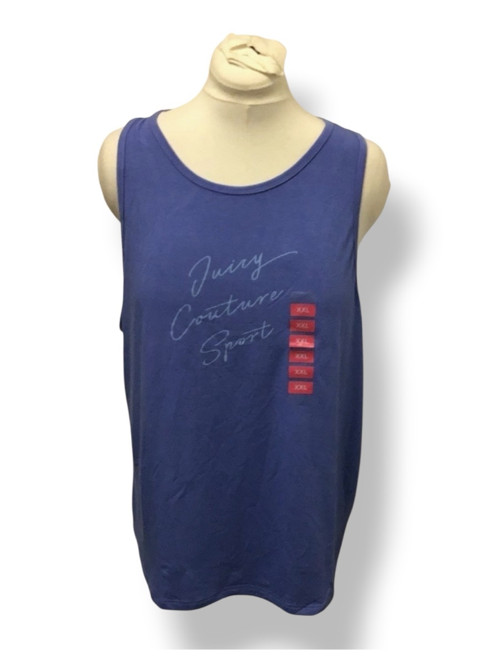 Juicy Couture Sport Women’s Relaxed Fit Keyhole Twist Tank Top Baja Blue XXL